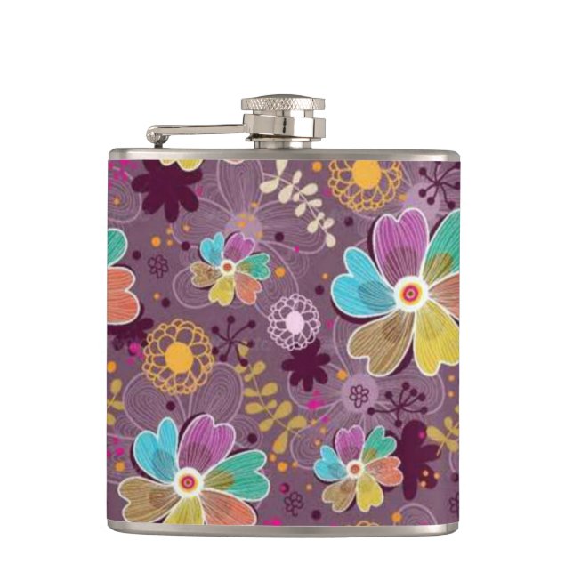 Ladies Floral Hip Flask (Front)