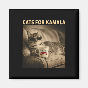 Ladies For Kamala Funny Cat 2024 President Kamala  Magnet