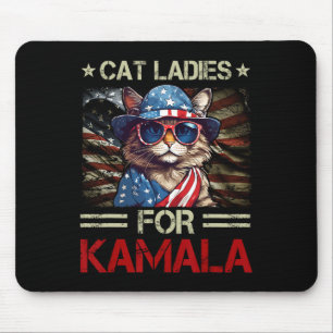 Ladies For Kamala Funny Cat 2024 President Kamala- Mouse Pad