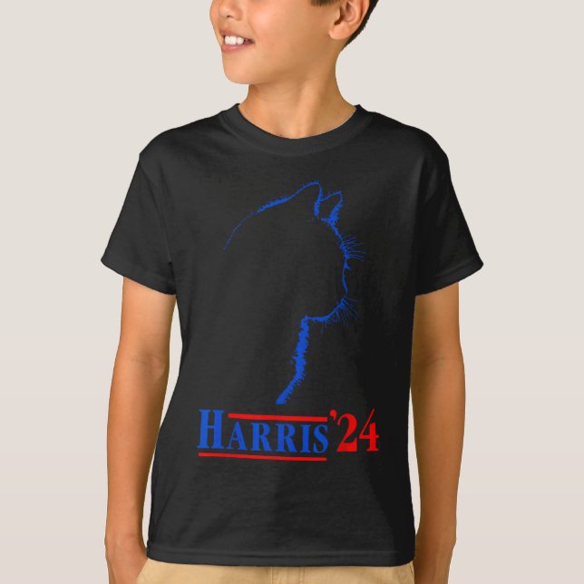Ladies For Kamala Funny Cat 2024 President Kamala  T-Shirt (Front)
