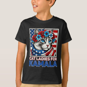 Ladies For Kamala Funny Cat 2024 President Kamala- T-Shirt