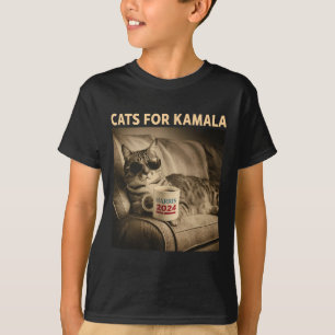 Ladies For Kamala Funny Cat 2024 President Kamala  T-Shirt