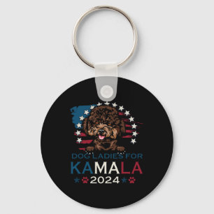 Ladies For Kamala Harris 2024 Poodle Dog America Keychain