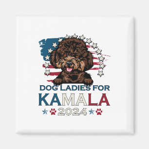 Ladies For Kamala Harris 2024 Poodle Dog America Magnet