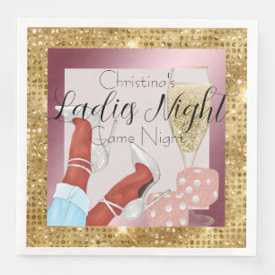 Ladies Game Night Pink Dice & Gold Diamonds Napkin