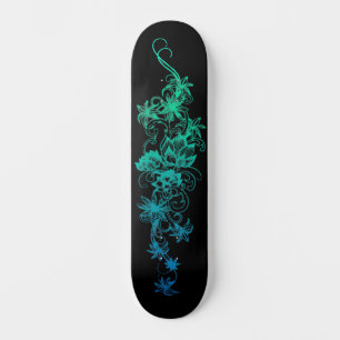 Ladies & Girls Floral Skateboard Deck Blue