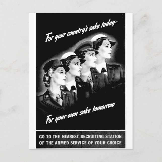 Ladies Go to The Nearest Recruiting Station Postcard (Front)