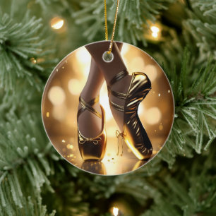 Ladies Gold Ballet Shoes, Ceramic Ornament