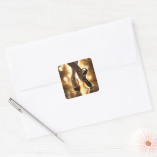 Ladies Gold Ballet Shoes, Square Sticker