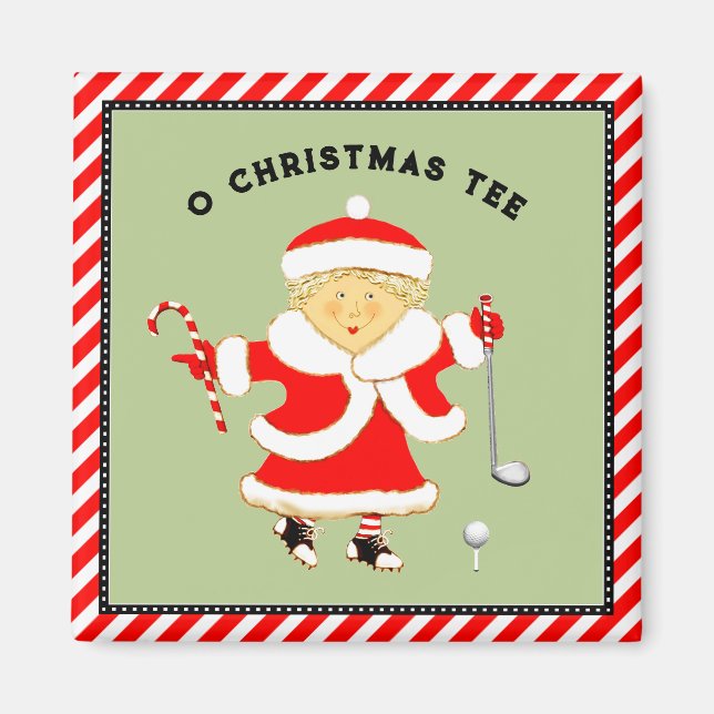 Ladies Golf Christmas Magnet (Front)