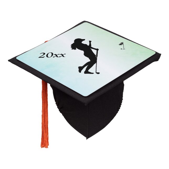 Ladies Golf Green Graduation Cap Topper (Angled)