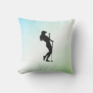 Ladies Golf Green Outdoor Pillow