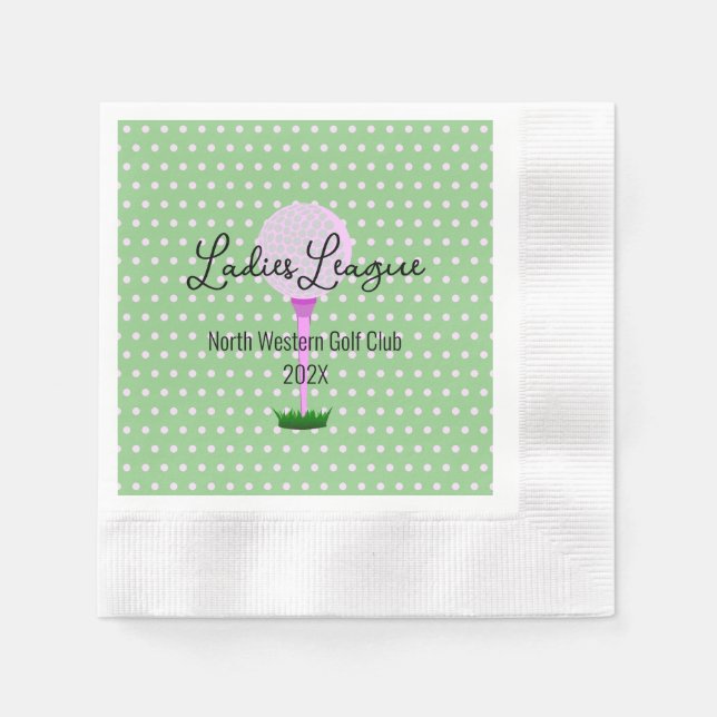 Ladies Golf League Golf Party Cocktail Napkins (Front)
