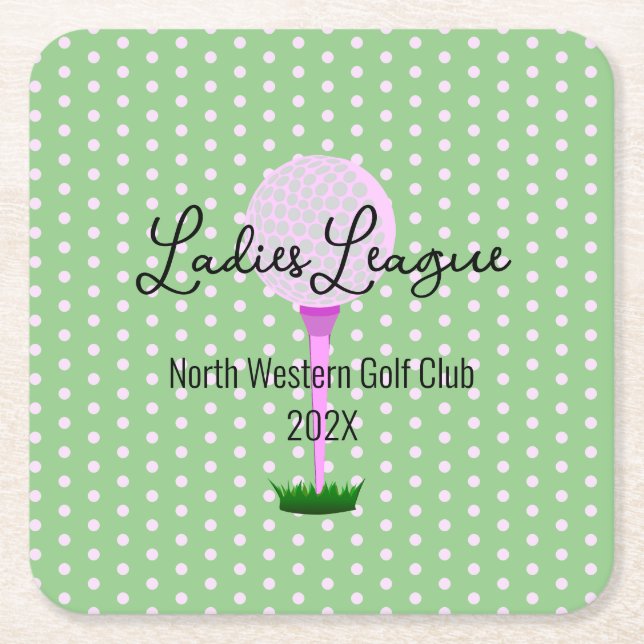 Ladies Golf League Golf Party Square Paper Coaster (Front)