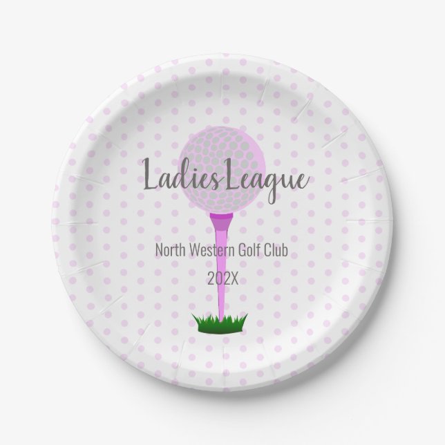 Ladies Golf League Pink Dot Party Plates (Front)