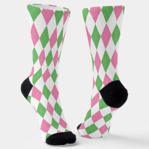 Ladies Golf League Pink Green Pink Green Argyle Socks