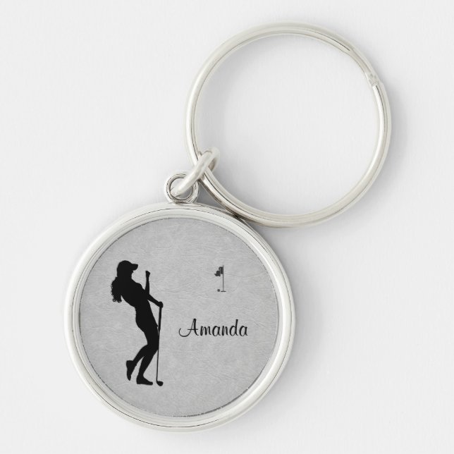Ladies Golf Leather Look Keychain (Front)