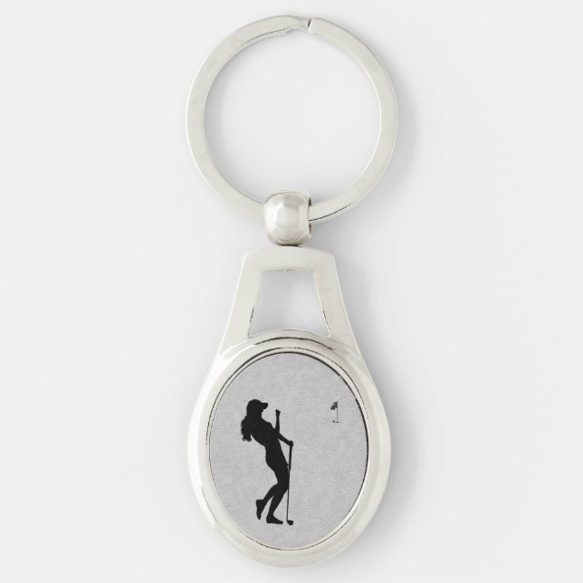 Ladies Golf Leather Look Keychain (Front)