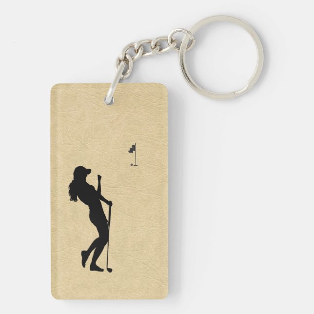Ladies Golf Leather Look Keychain (Back)