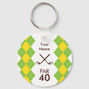 Ladies Golf Party Argyle Preppy Keychain