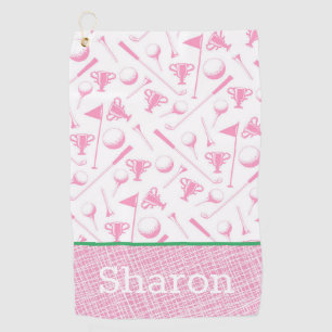 Ladies Golf Pink Green White Preppy  Golf Towel