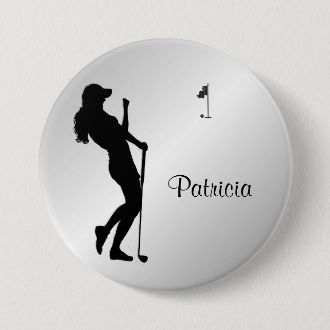 Ladies Golfer Personal  3 Inch Round Button (Front)