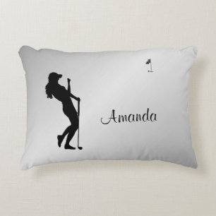 Ladies Golfer Personal  Accent Pillow