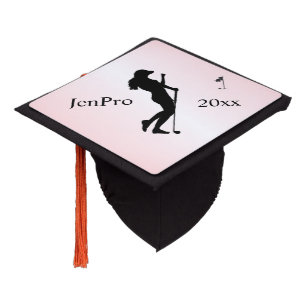 Ladies Golfer Personal Pink Graduation Cap Topper