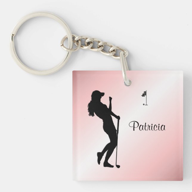 Ladies Golfer Personal Pink Keychain (Front)