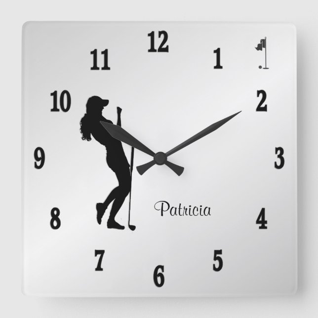 Ladies Golfer Personal  Square Wall Clock (Front)