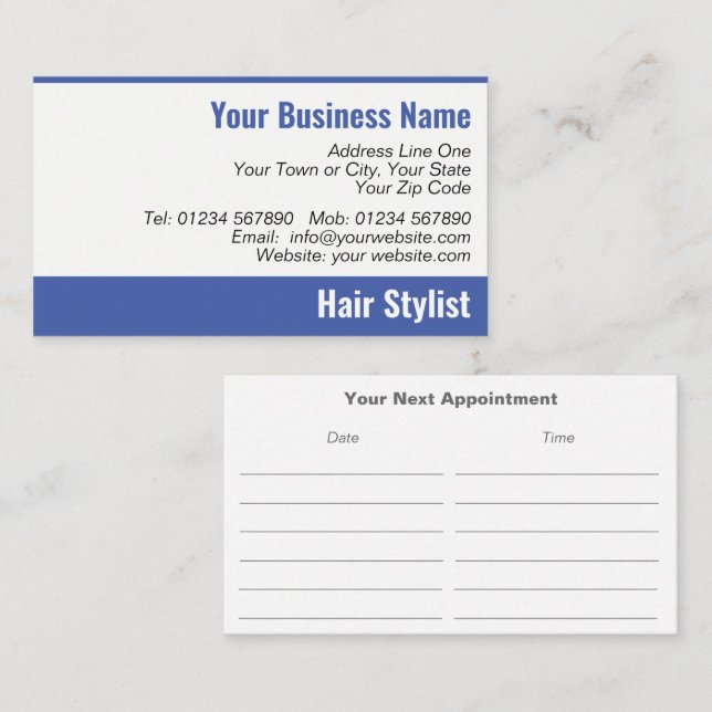 Ladies Hair Stylist Appointment Card (Front/Back)