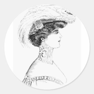 Ladies' Hat Classic Round Sticker