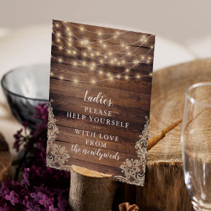 Ladies Help Yourself   Wood & String Lights Sign Invitation