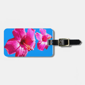 Ladies Hibiscus on Blue Luggage Tag