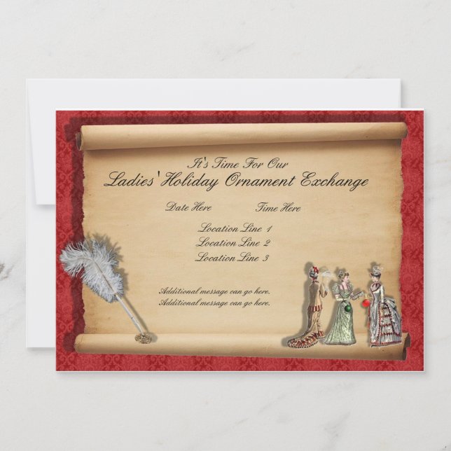 Ladies' Holiday Ornament Exchange Invitations (Front)