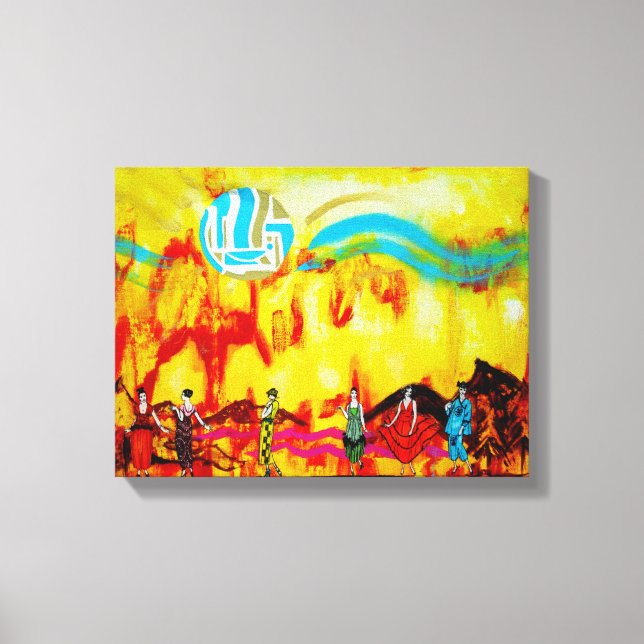 Ladies in a Surrealistic Landscape Canvas Print (Front)