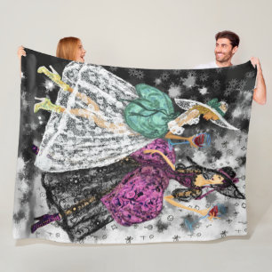 Ladies In Black and White Modern Lace Dresses Art Fleece Blanket