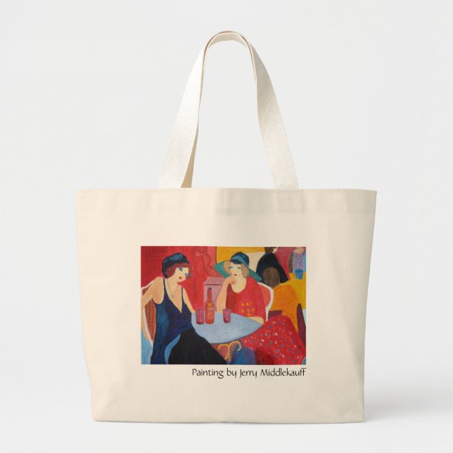 Ladies in cafe totebag large tote bag (Front)