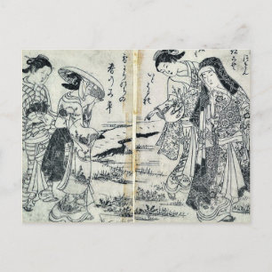 Ladies in country by Nishikawa, Sukenobu Ukiyoe Postcard