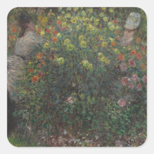 Ladies in Flowers Monet 1875 Square Sticker