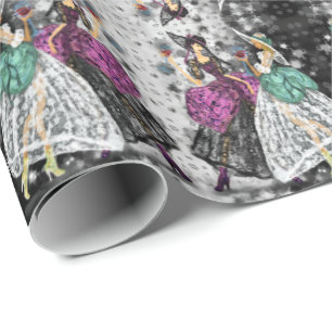 Ladies In Modern Lace Dresses Wrapping Paper