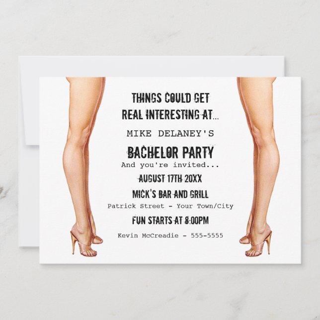 Ladies Legs Bachelor Party Invitations (Front)