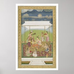 Ladies listening to music in a garden, from the Sm Poster