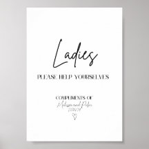 Ladies Modern Wedding Bathroom Basket Sign