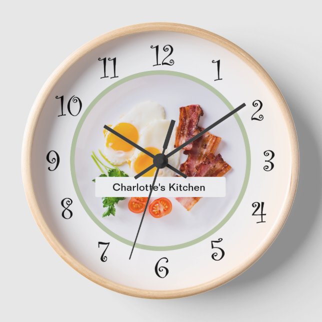 Ladies Monogram Food Theme Kitchen Wall Clocks (Front)