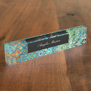 Ladies Monogram Modern Abstract Nameplate