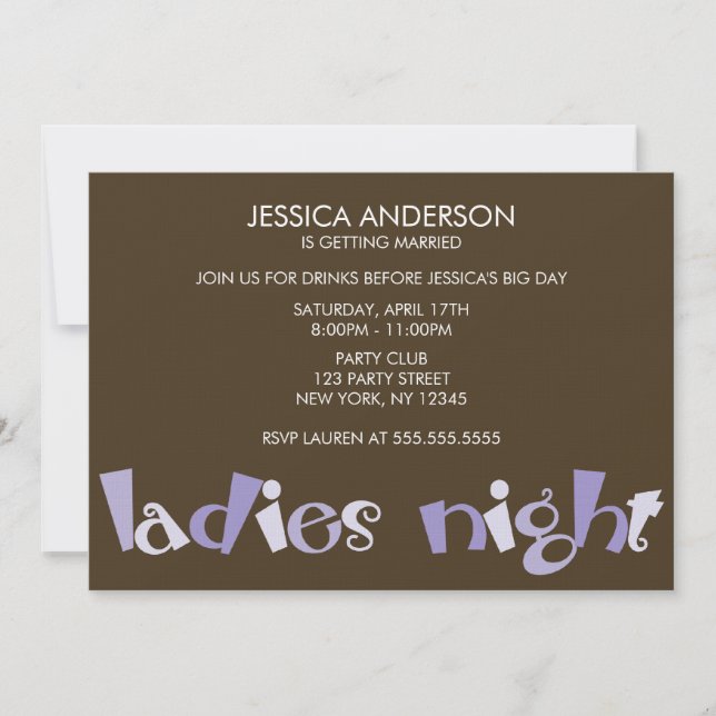Ladies Night Bachelorette Party Invitations (Front)