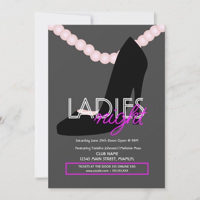  Ladies Night Club Bar Heel Pearls Flyer Invitation (Front)