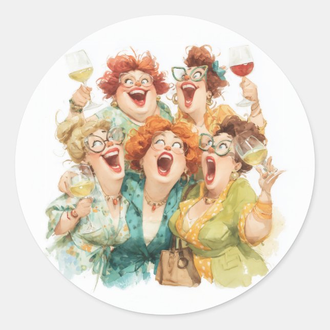 Ladies’ Night Laughter Classic Round Sticker (Front)