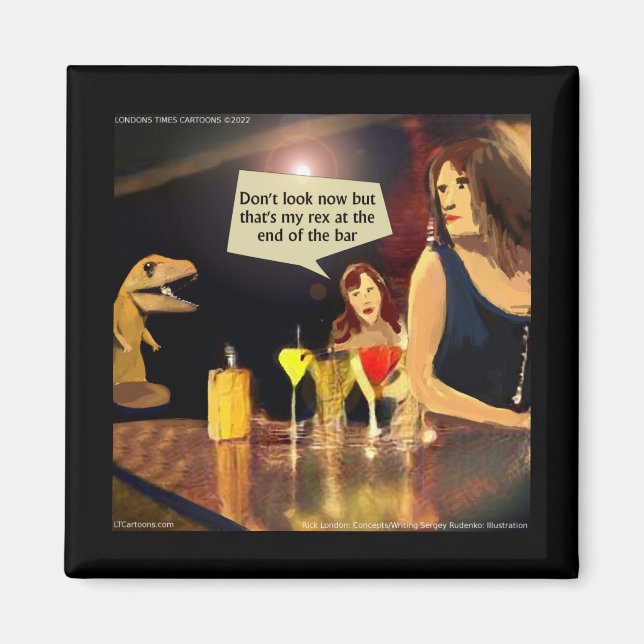 Ladies Night Out With T-rex Funny Comic  Magnet (Front)